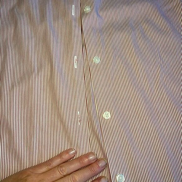 Eddie Bauer Wrinkle Resistant Red & White Stripes Shirt - Picture 7 of 10